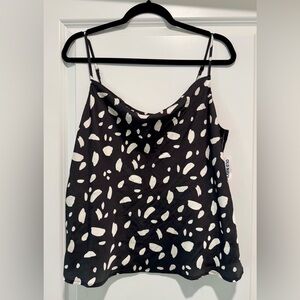 NWT Old Navy Black & Cream‎ Drape Front Polka Dot Top